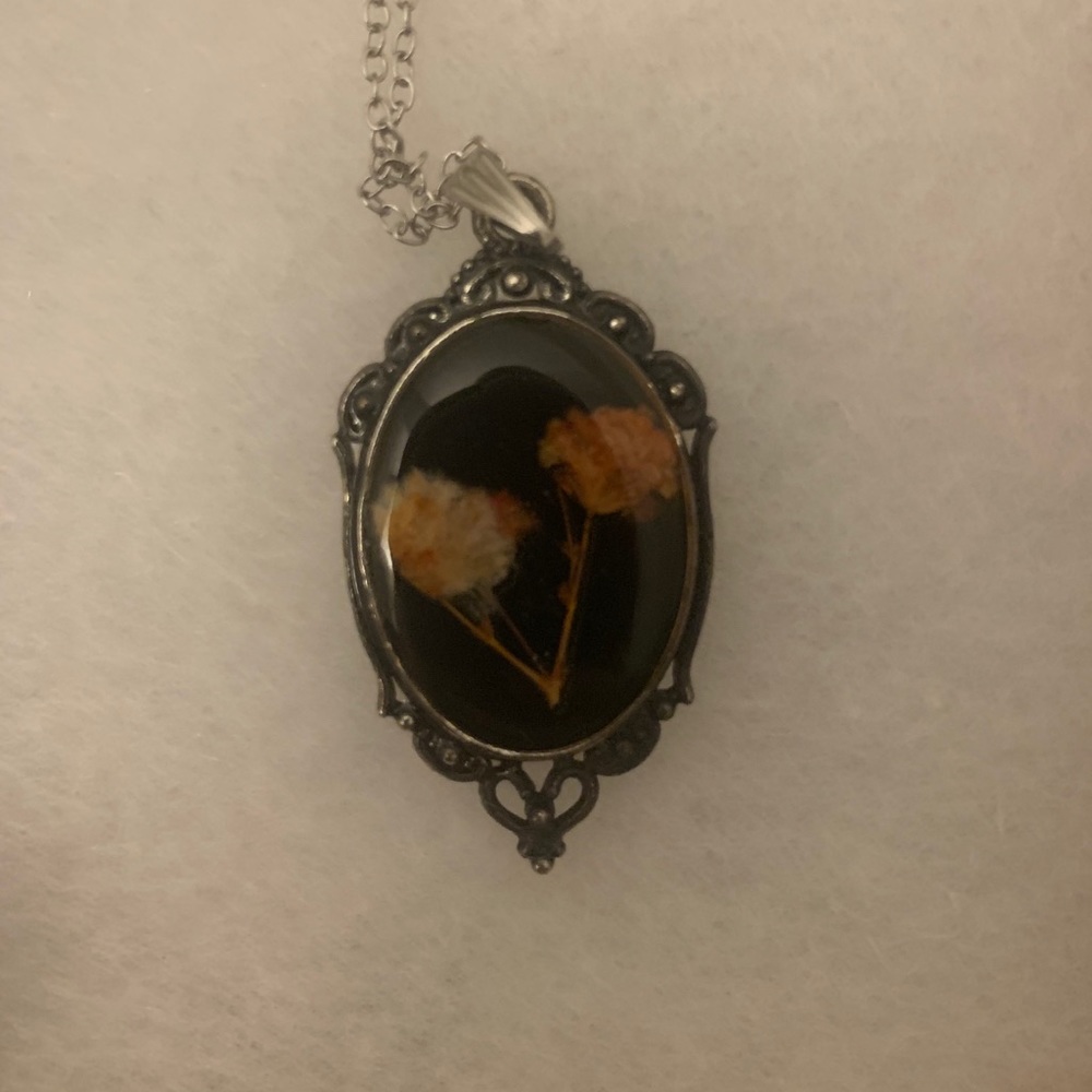 Hand Pressed Flower Pendant Necklace